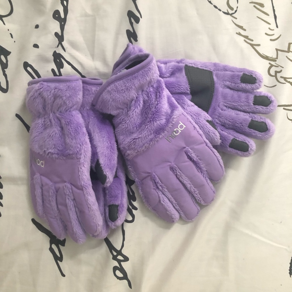 Faux Fur Purple Thermal Ski Gloves